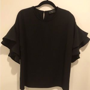 VICI drop shoulder flutter sleeve blouse